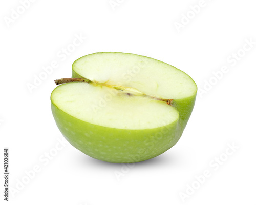 Sliced apple green isolated on white background.