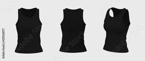 Canvas Print Blank sleeveless t-shirt mockup in front, side and back views, design presentati