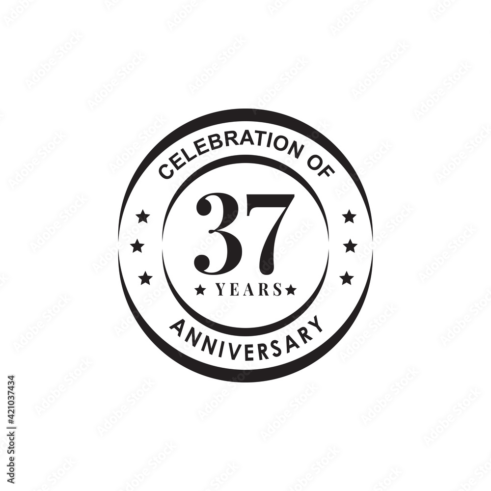 37th year anniversary emblem logo design template