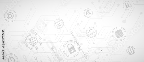 internet digital security technology concept for business background. Lock on circuit board