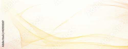 Light red, yellow net pattern, guilloche, watermark. Subtle lines, squiggle curves. Vector background. Abstract design for cheque, voucher, gift card, certificate, landing page, banner, flyer. EPS10