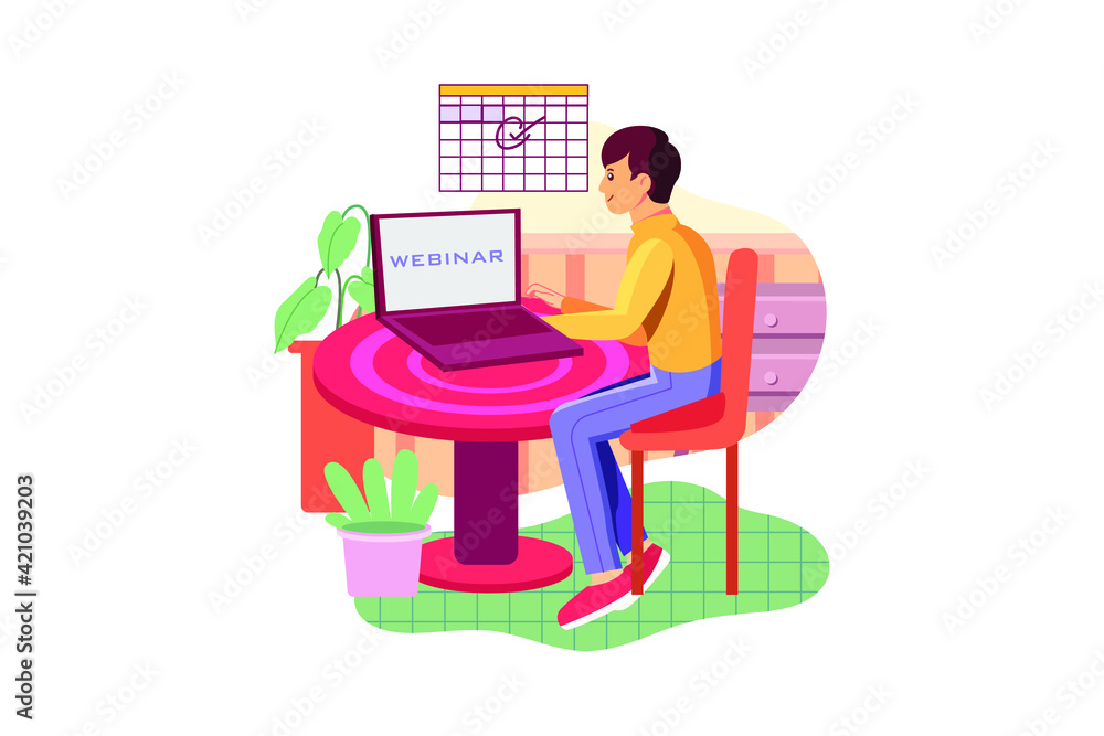 Cheerful young male student enjoying training webinar on laptop computer preparing coursework plan. Cheerful young male student enjoying training webinar on laptop computer preparing coursework plan.