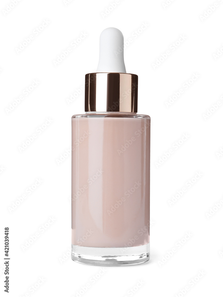 Bottle of skin foundation isolated on white. Makeup product Bottle of skin foundation isolated on white. Makeup product