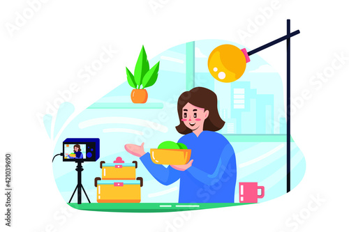 Vloger broadcasting live event illustration concept