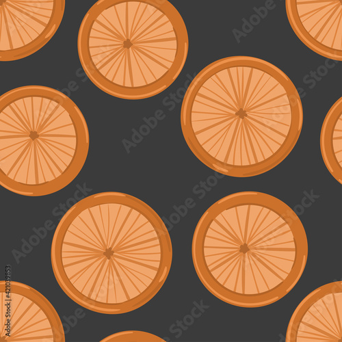 Orange slices vector seamless pattern. Hand drawn citrus fruit background, winter food pattern