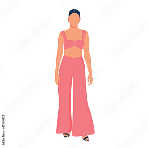 Girl in a pink suit, vector graphics
