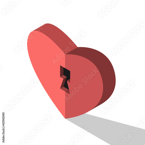 Heart shaped lock. Love, introversion, privacy, inspiration, relationship, marriage and soul concept. Flat design. EPS 8 vector illustration, no transparency, no gradients