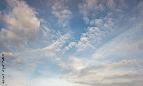 Blue sky with white clouds, sky nature background.