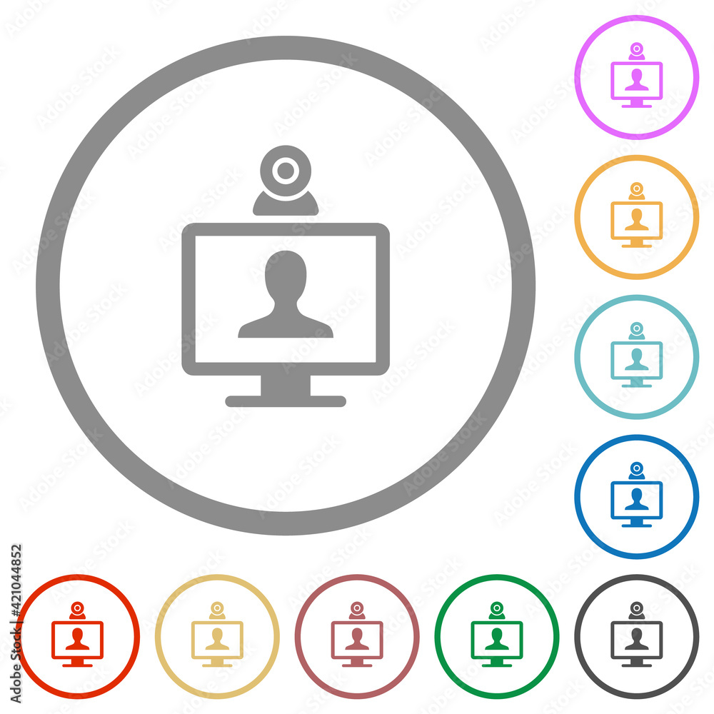 video user access flat icons with outlines video user access flat icons with outlines