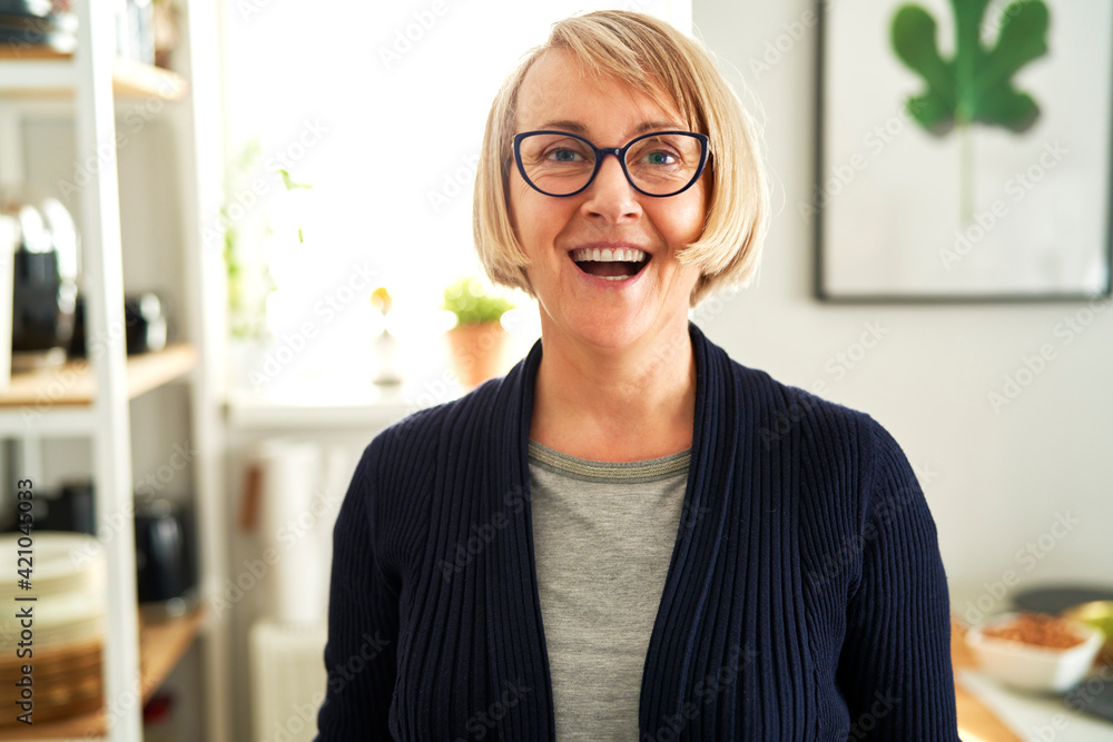 Portrait happy senior woman at home Portrait happy senior woman at home