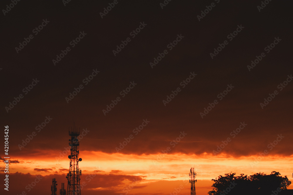 power station at sunset. power station at sunset.
