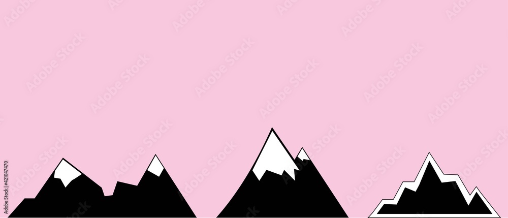 icons of rocks.Vector vector on a pink background. 