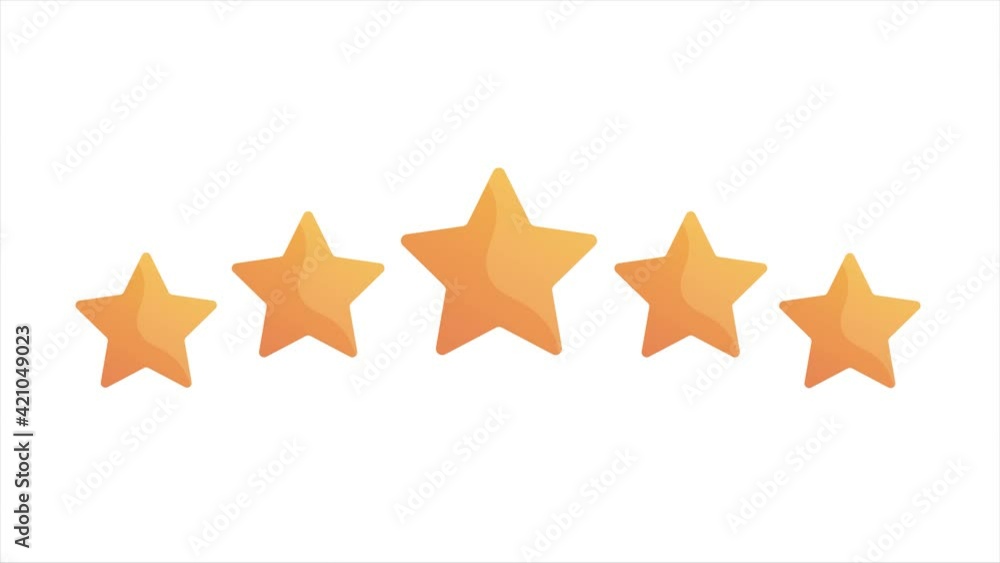 Five Rating Star Product Quality animation on white. Motion design Five Rating Star Product Quality animation on white. Motion design