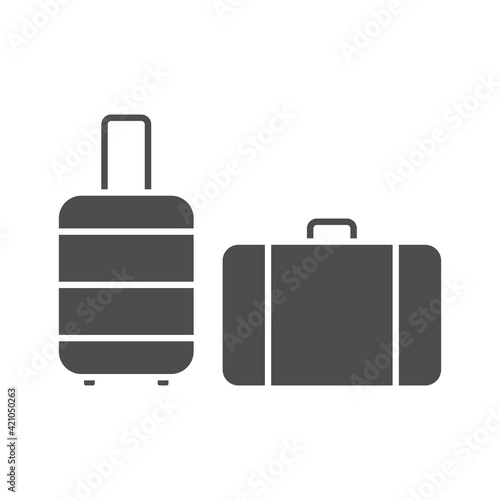 Suitcase icon set. Travel luggage black silhouette symbol collection. Vector isolated on white.