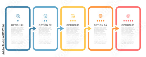 Vector infographic label with icons. Business concept with 5 options or steps.