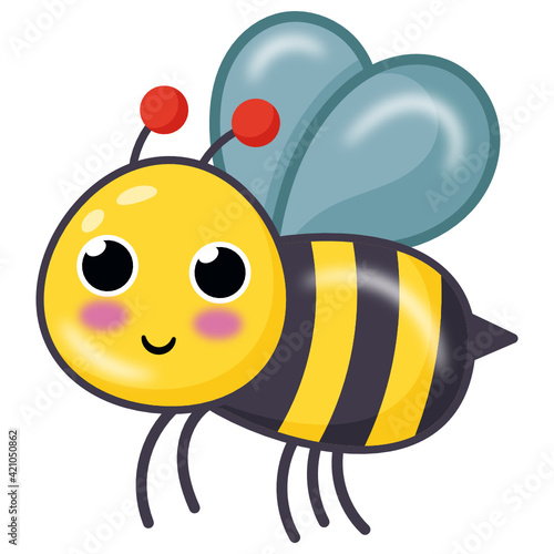 
Honey pollinator flying insect, flat cartoon of bee 


