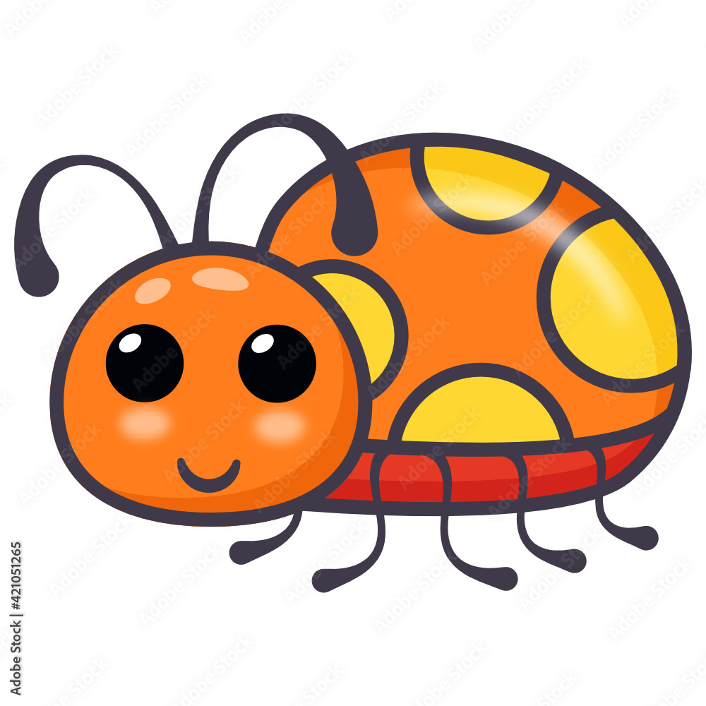 Obraz premium Lady beetle insect, flat cartoon icon of ladybird