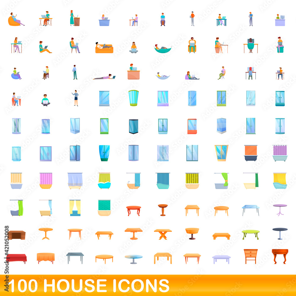 100 house icons set. Cartoon illustration of 100 house icons vector set isolated on white background 100 house icons set. Cartoon illustration of 100 house icons vector set isolated on white background