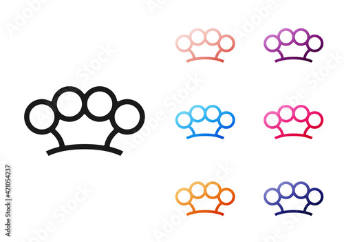 Black Brass knuckles icon isolated on white background. Set icons colorful. Vector