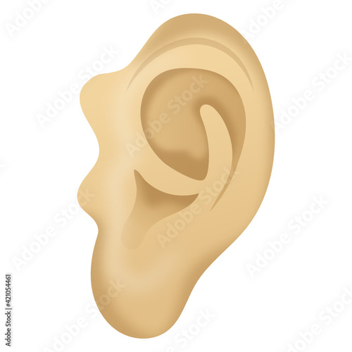 
Human listening organ, icon of ear in flat style 

