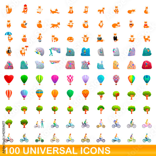 Wallpaper Mural 100 universal icons set. Cartoon illustration of 100 universal icons vector set isolated on white background Torontodigital.ca