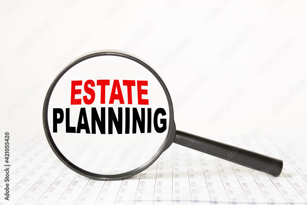 words ESTATE PLANNING in a magnifying glass on a white background. business concept words ESTATE PLANNING in a magnifying glass on a white background. business concept