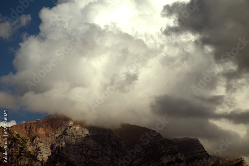 clouds over the mountains,nature,storm, view, rock,weather, outdoors, cloudscape