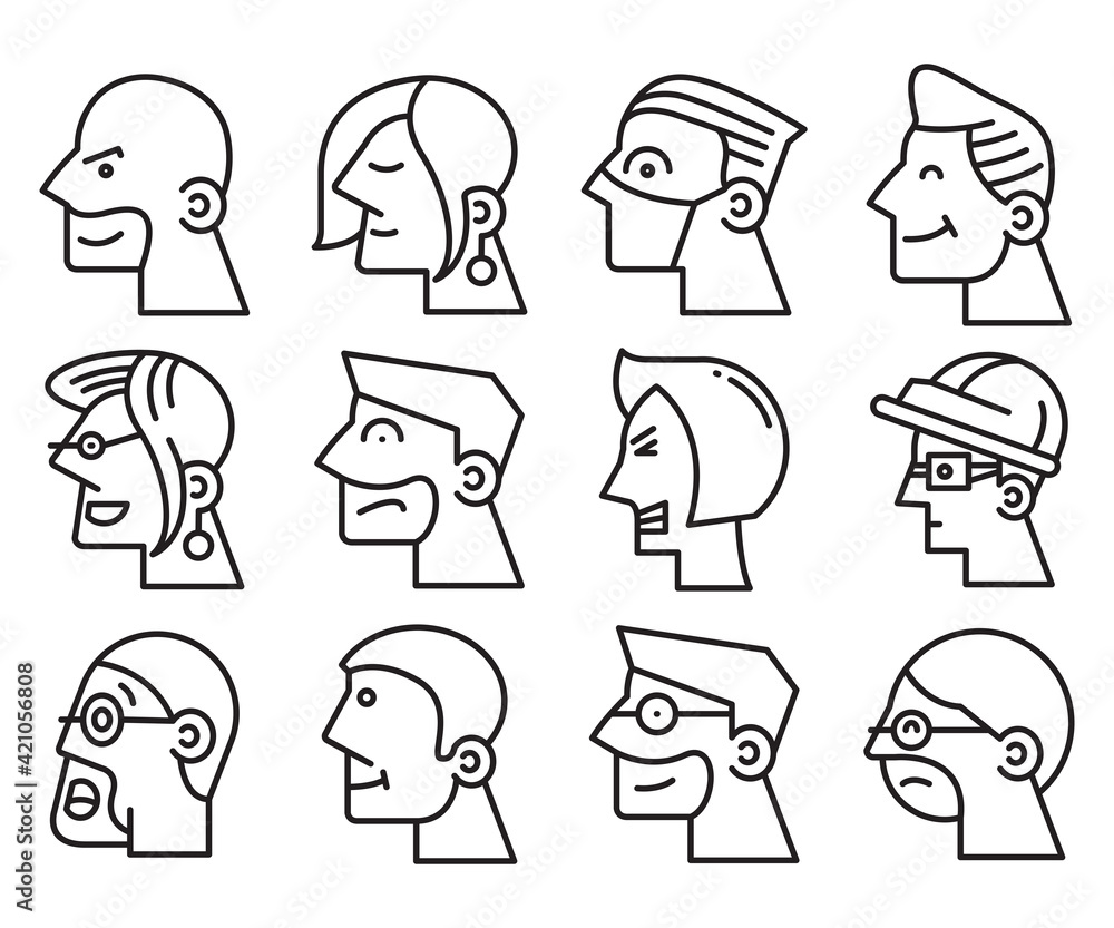 human face side view avatars vector human face side view avatars vector
