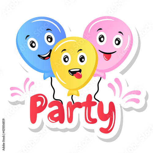 
Flat decorative party balloons, flat vector 

