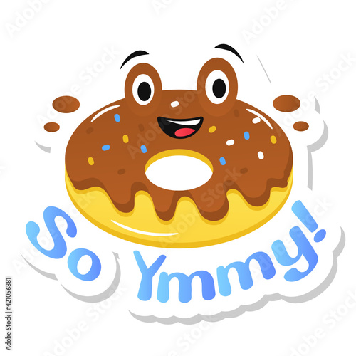 
Yummy donut sticker vector editable flat style 

