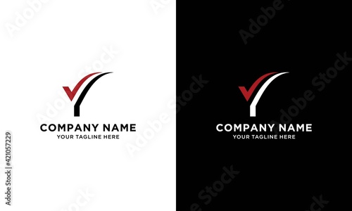 Vector letter VY or Check mark logo template. Material design, flat, line-art styles. Company symbol or app icon