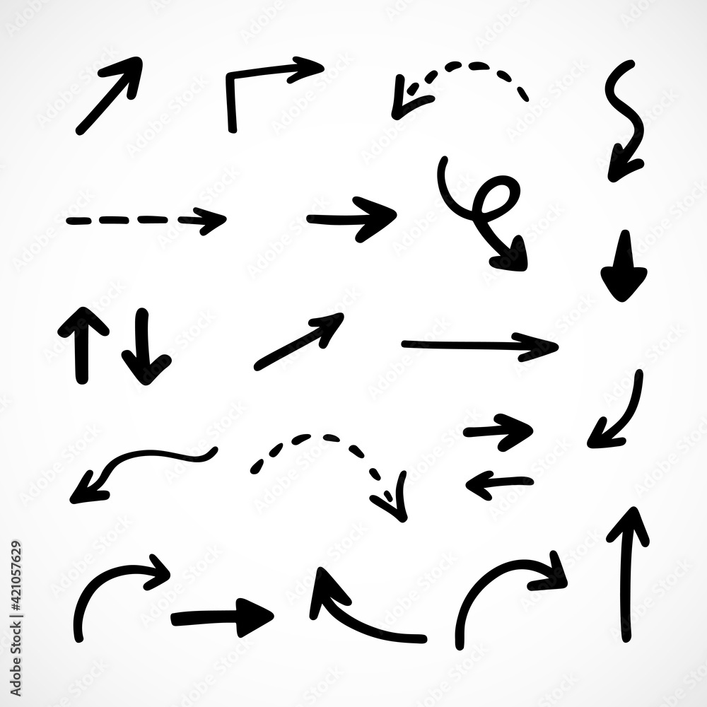 Vector set of hand-drawn arrows, elements for presentation Vector set of hand-drawn arrows, elements for presentation