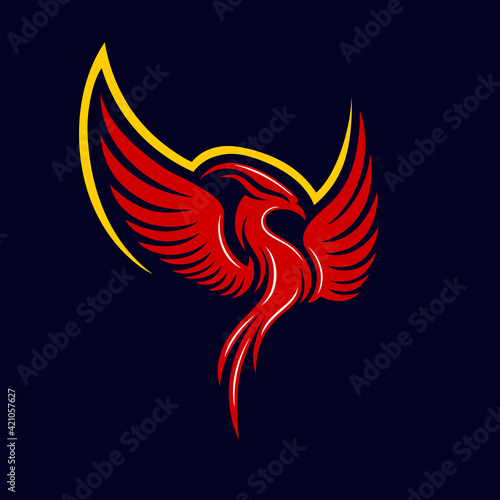 Modern mythical phoenix logo. Vector illustration.
