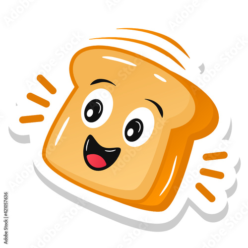 
A bread toast sticker in flat style

