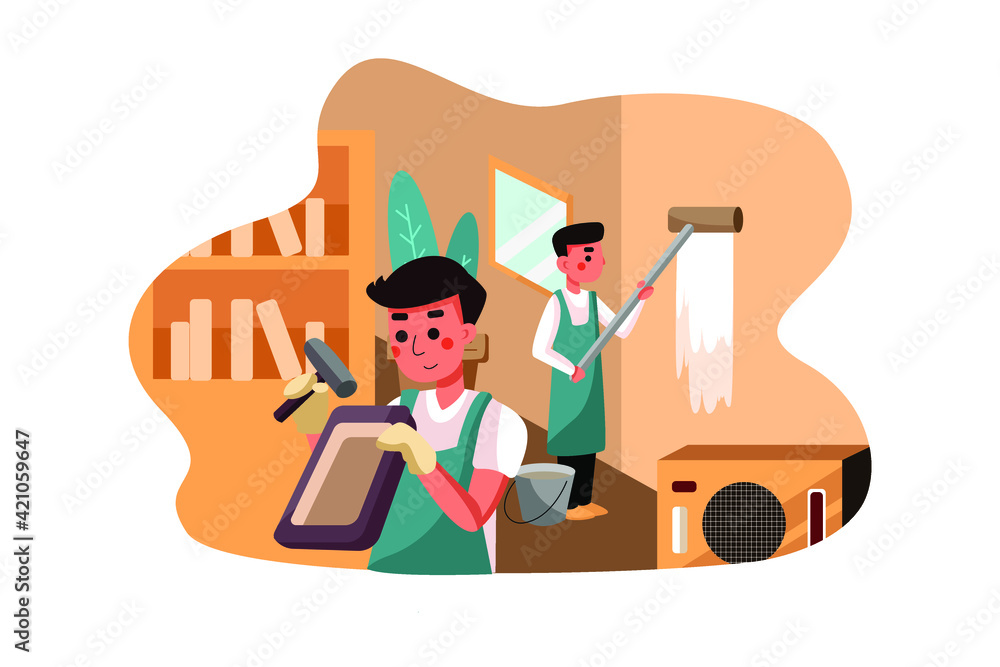 Store Maintenance Vector Illustration concept. Flat illustration isolated on white background Store Maintenance Vector Illustration concept. Flat illustration isolated on white background