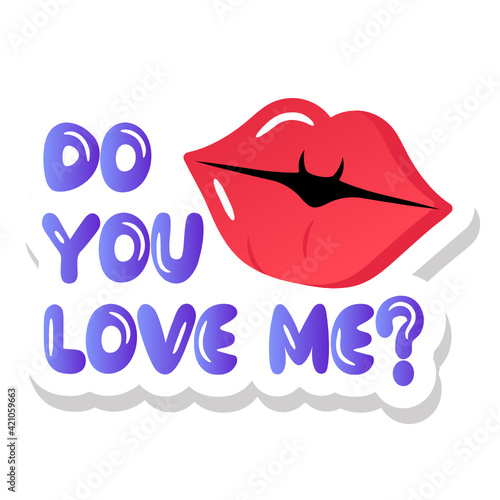 
A romantic love lips sticker with hey baby concept

