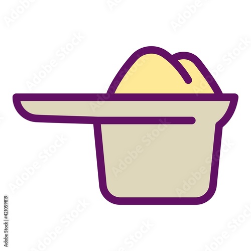 Protein powder spoon icon. Outline Protein powder spoon vector icon for web design isolated on white background
