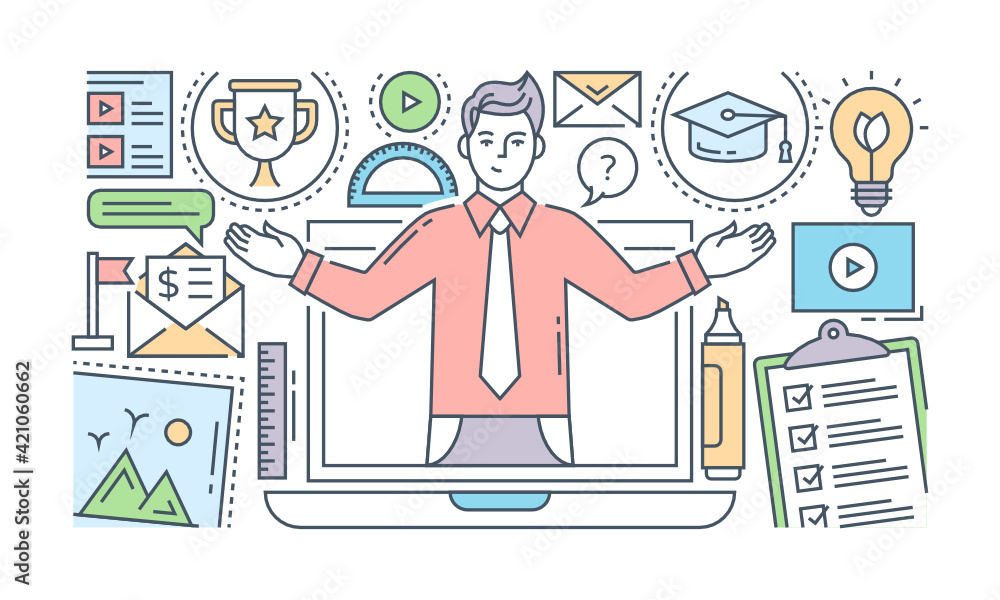 A banner of social media designed with flat linear illustration
A banner of social media designed with flat linear illustration