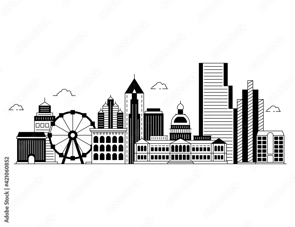 Obraz premium Solid style illustration of atlanta, capital of georgia