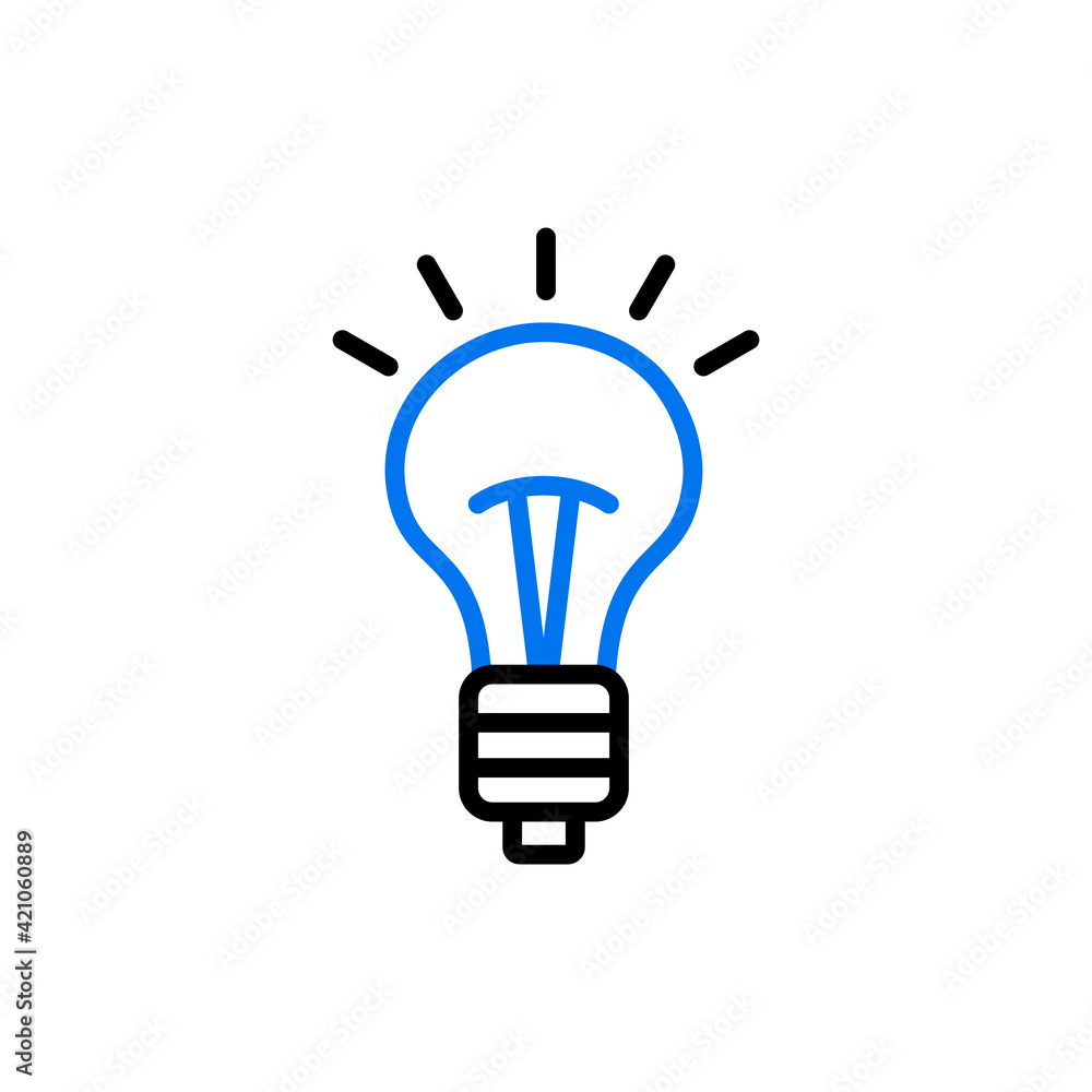 Idea, Lightbulb vector icon isolated on the white Idea, Lightbulb vector icon isolated on the white