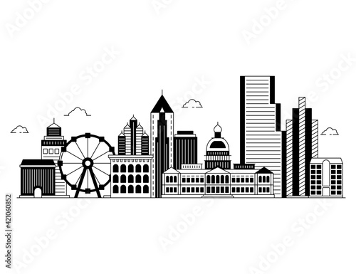  Solid style illustration of atlanta, capital of georgia