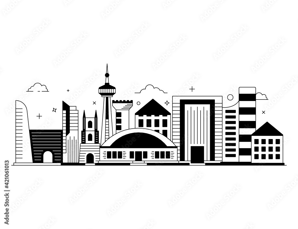 Obraz premium Biggest industrial center of canada, glyph illustration of toronto