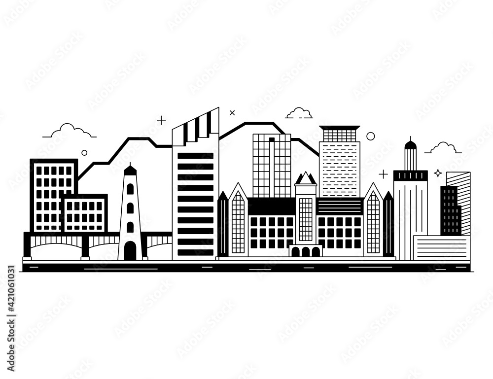 Obraz premium Minneapolis solid style illustration, biggest city in minnesota know as twin cities