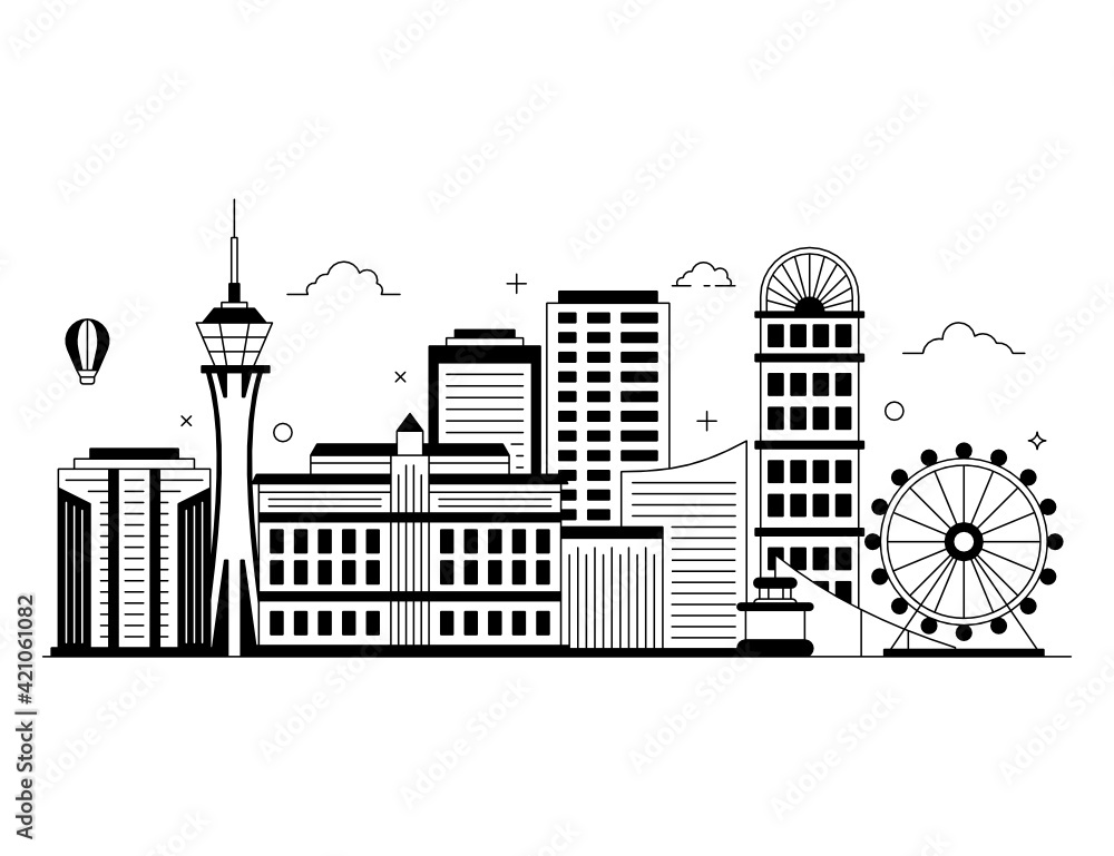
Stated in nevada state, solid style illustration of las vegas 

