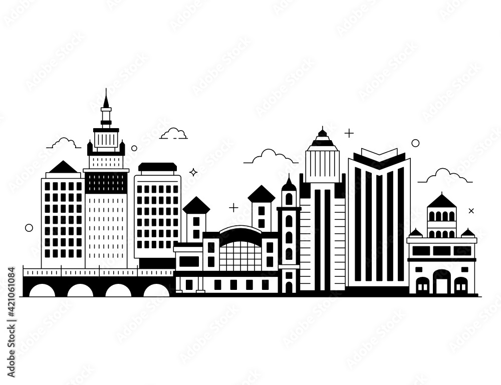 
Cleveland in glyh style editable vector, city landmark 

