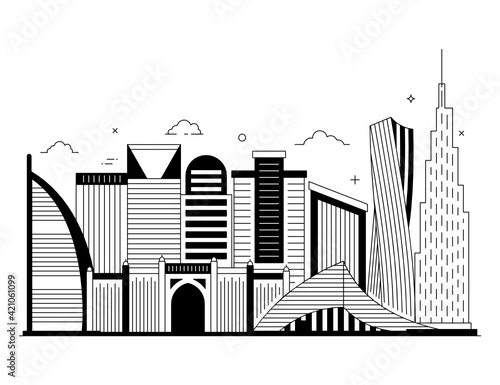 
Dubai glyph style illustration, united arab emirates 

