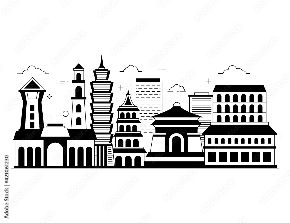 
Taipei in glyph editable illustration, capital of taiwan 

