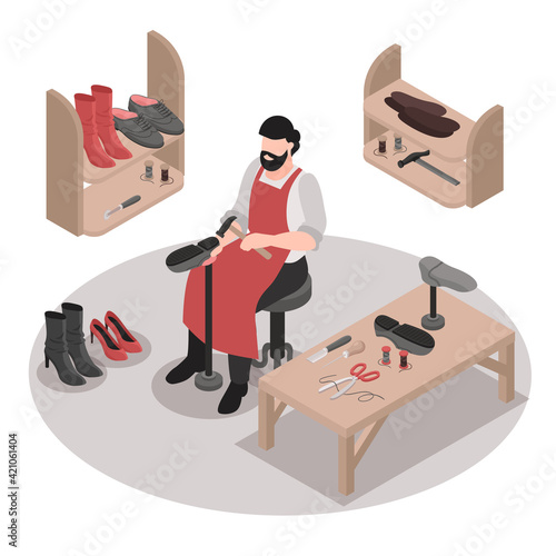 Isometric Shoemaker Illustration