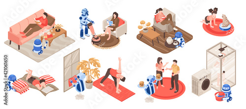 Robot Housework Icons Set