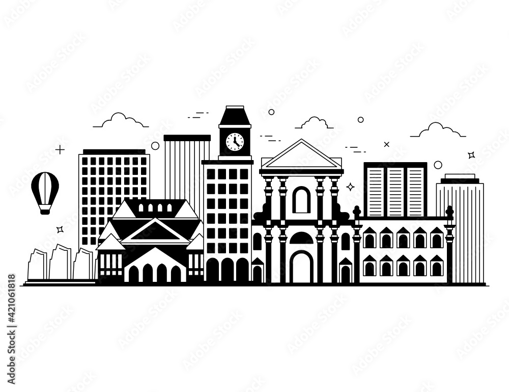 
Syracuse in glyph style illustration, city landmark  

